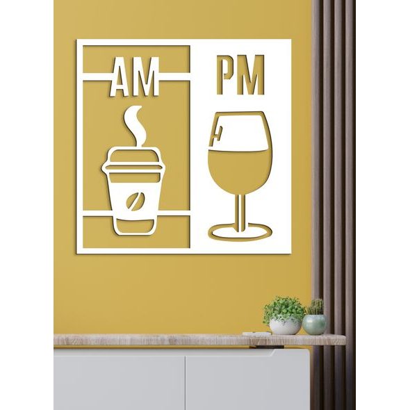 Drevená dekorácia Deň začína kávou a končí vínom