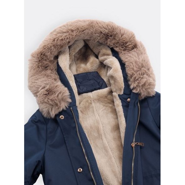 Dámska dlhá zimná bunda tmavomodrá