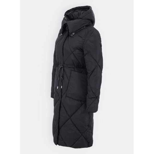 Dámská dlouhá prošívaná bunda s kapucí černá