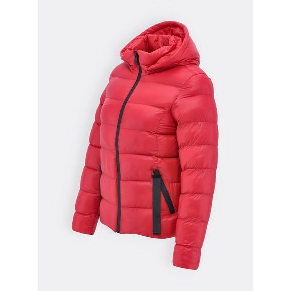 Dámská prošívaná bunda s kapucí červená