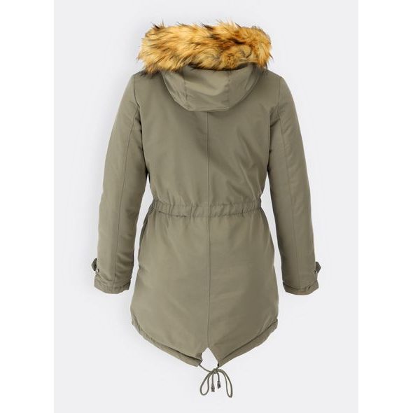 Dámská oboustranná zimní bunda khaki-černá