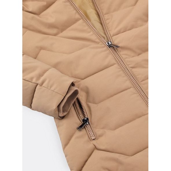 Dámská prošívaná bunda s kapucí béžová