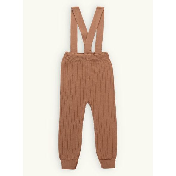 Dětské pletené tepláky s pásky hnědé