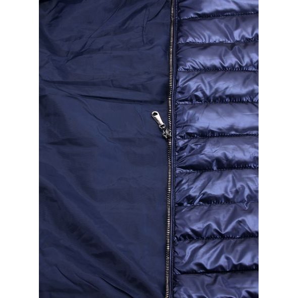 Dámska lesklá prešívaná bunda tmavomodrá