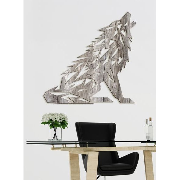 Dřevěný obraz Vytí vlka