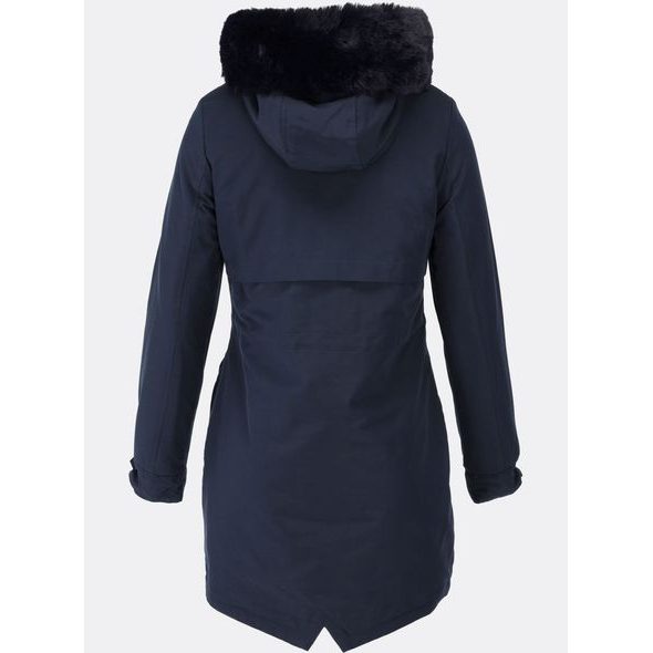 Dámska zimná bunda s kapucňou tmavomodrá