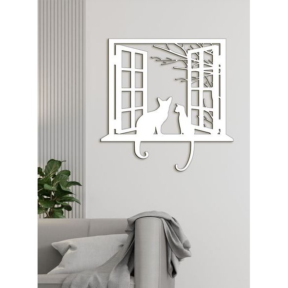 Dřevěná dekorace kočky