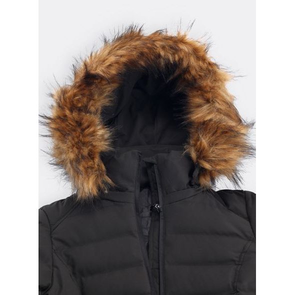 Dámská prošívaná bunda s kožešinou tmavě zelená