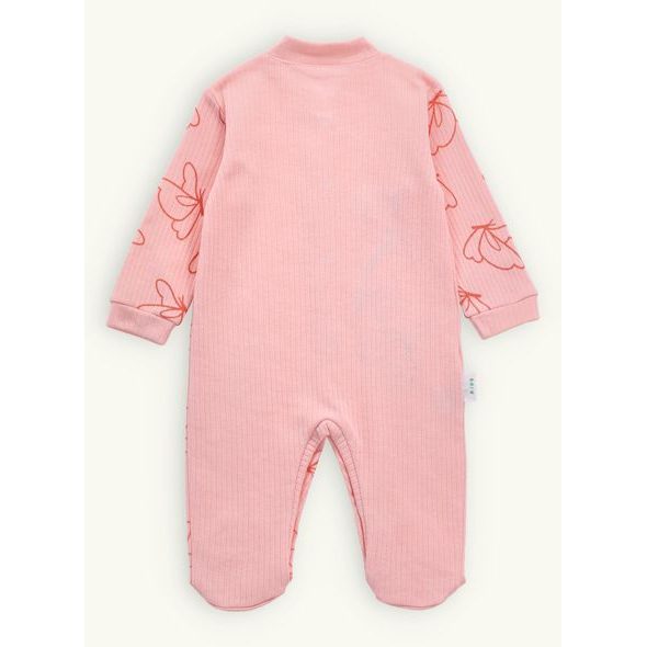 Kojenecké žebrované dupačky MOTÝLE broskvové