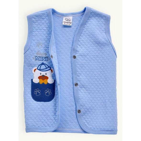 Detská tepláková vesta s výšivkou MACKO modrá