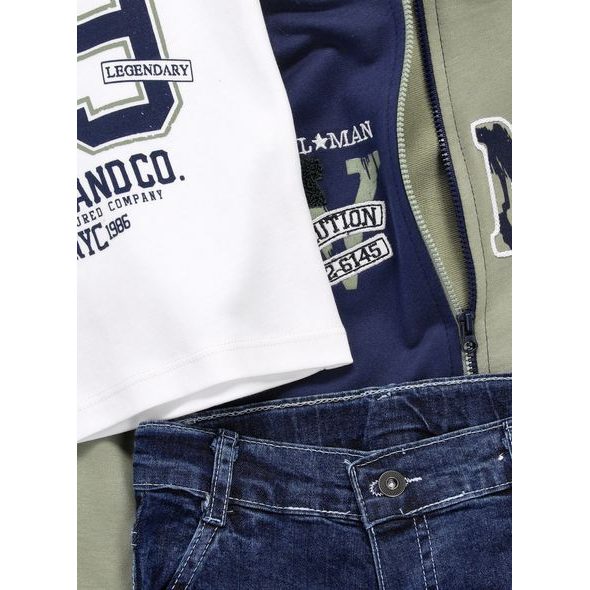 Dětská džínová souprava olivová