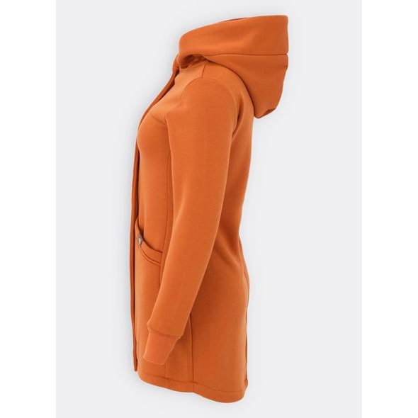 Tehlová predĺžená dámska mikina