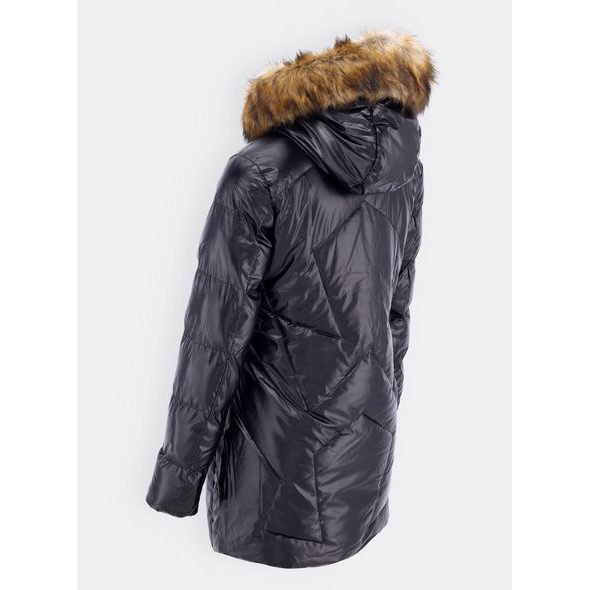 Dámská lesklá prošívaná bunda s kapucí černá