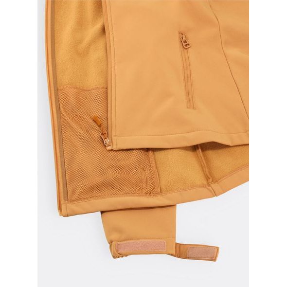 Dámska solfšelová bunda s kapucňou šafránovo-žltá