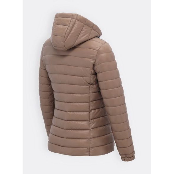 Dámská lesklá prošívaná bunda světle hnědá
