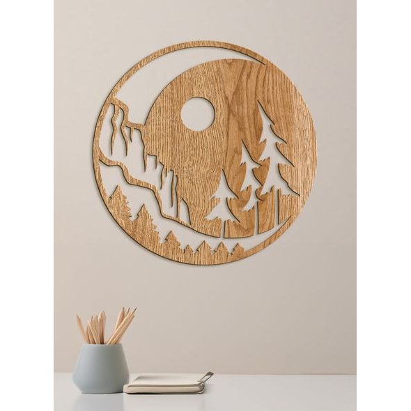 Dřevěná malba noční krajina