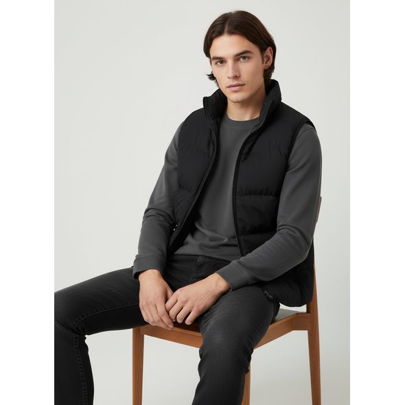 PÁNSKÁ PROŠÍVANÁ VESTA ČERNÁ