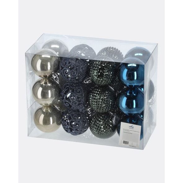 SADA VÁNOČNÍCH KOULÍ MODRO-STŘÍBRNÁ SMĚS
