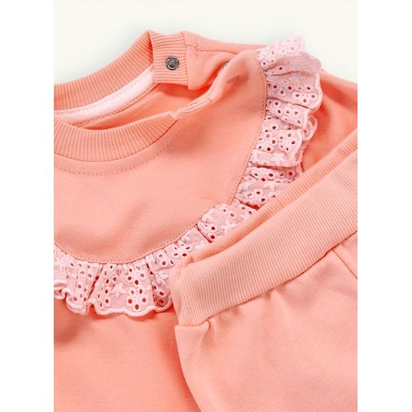 Detské pyžamo s čipkou broskyňové