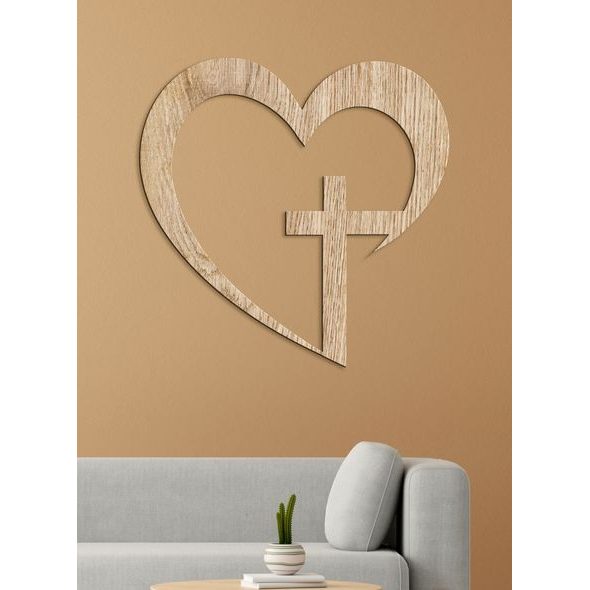 Drevený obraz na stenu Kríž v srdci