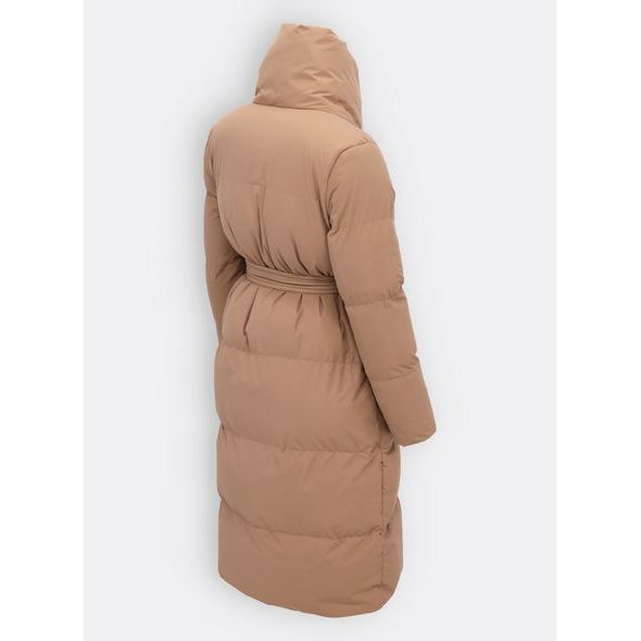 Dámská zimní bunda s páskem camel