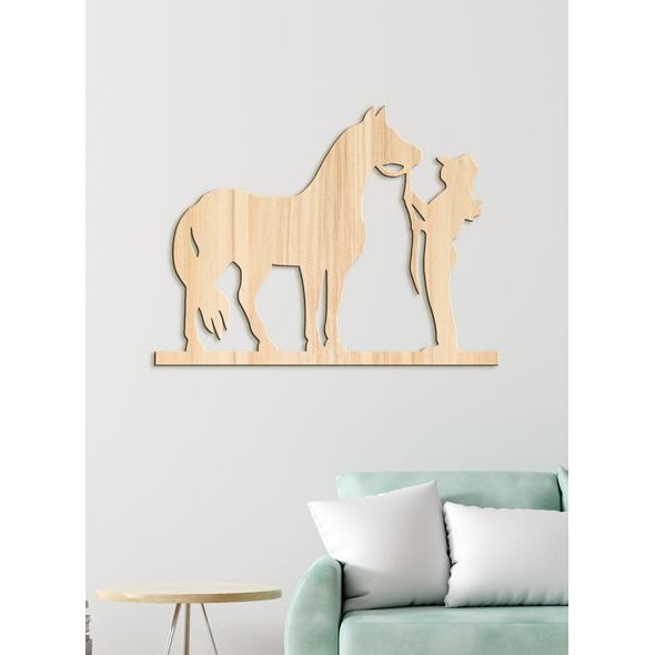 Dřevěný obrázek na stěně s koněm
