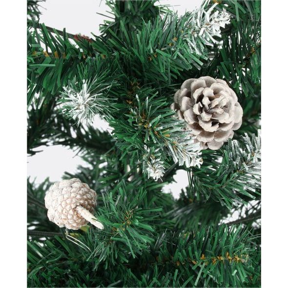 Umělý vánoční stromek Smrk Rysy - zasněžený s borovicovými šiškami