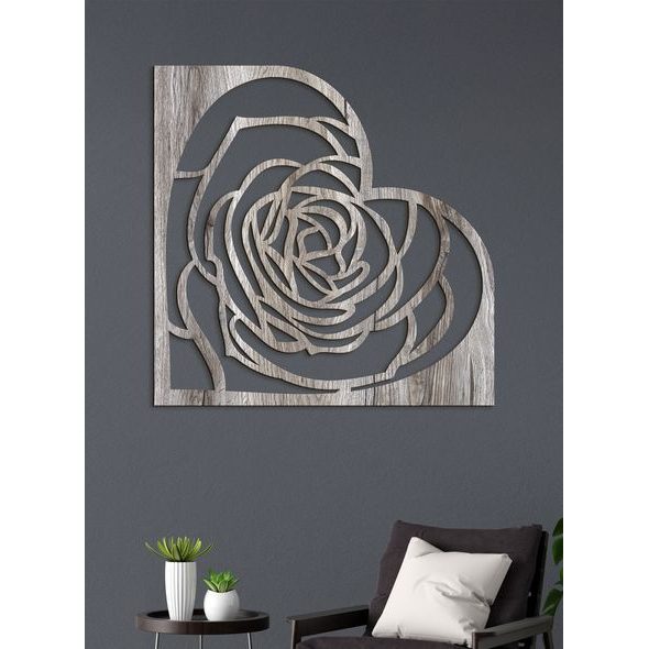 Dřevěná dekorace na zeď ROSE