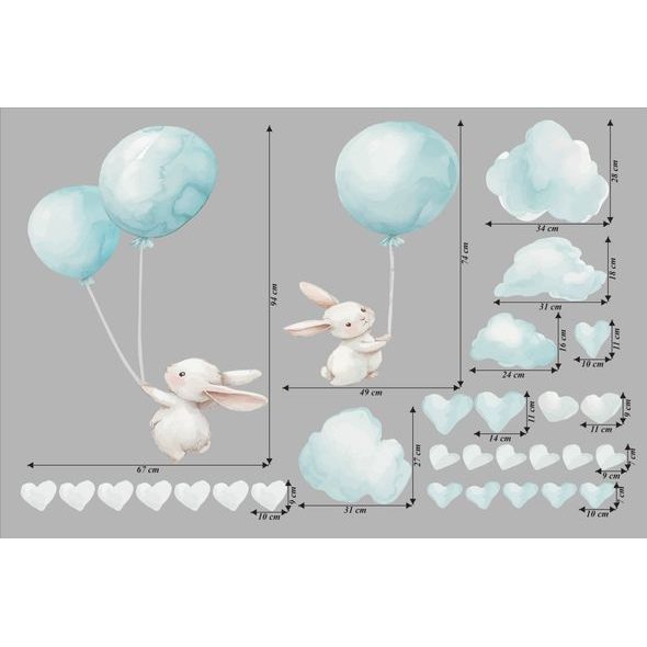 Lietajúce zajačiky s balónmi