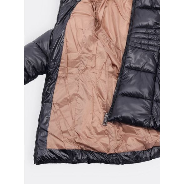 Dámská lesklá prošívaná bunda černá