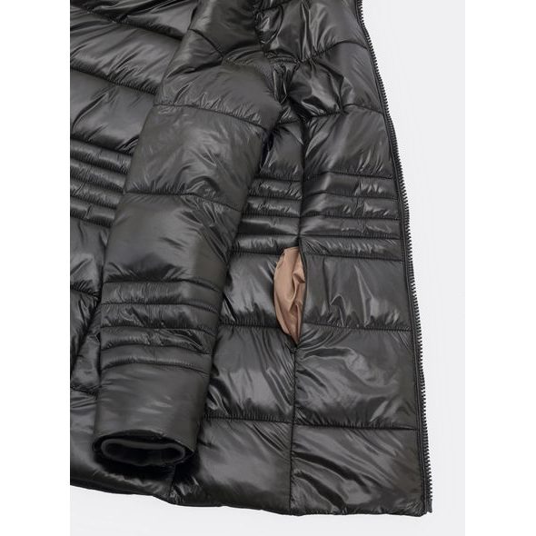 Dámská lesklá prošívaná bunda tmavě zelená