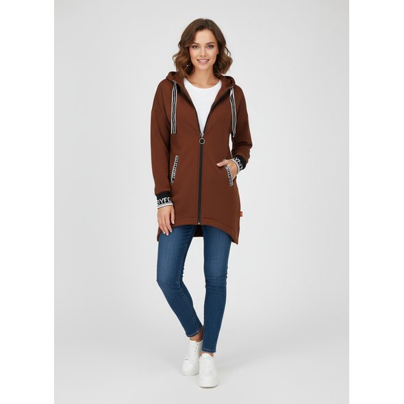 DÁMSKA PREDĹŽENÁ MIKINA HNEDÁ