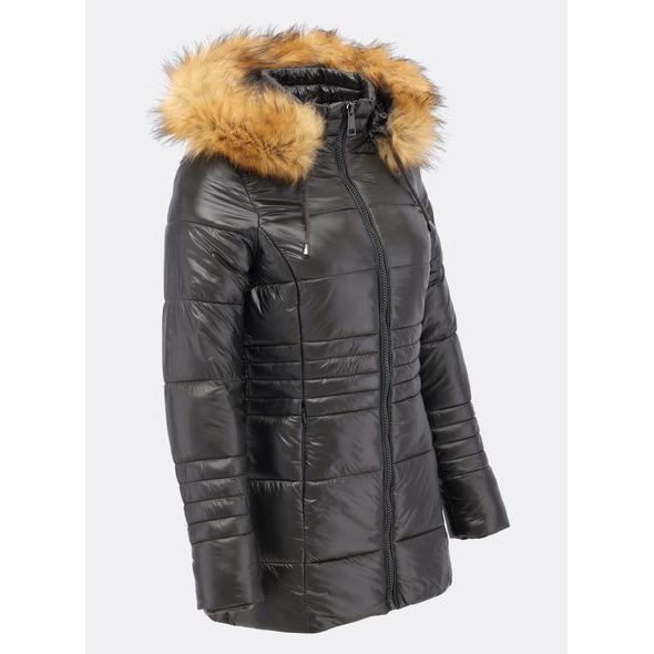 Dámská lesklá prošívaná bunda tmavě zelená