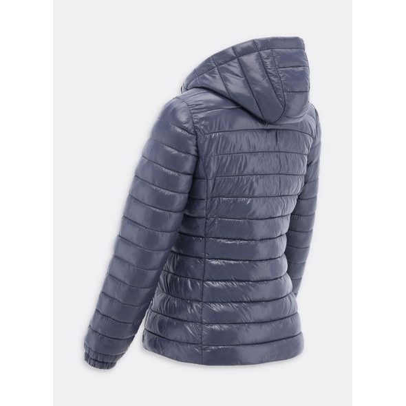 Dámská lesklá prošívaná bunda grafitová