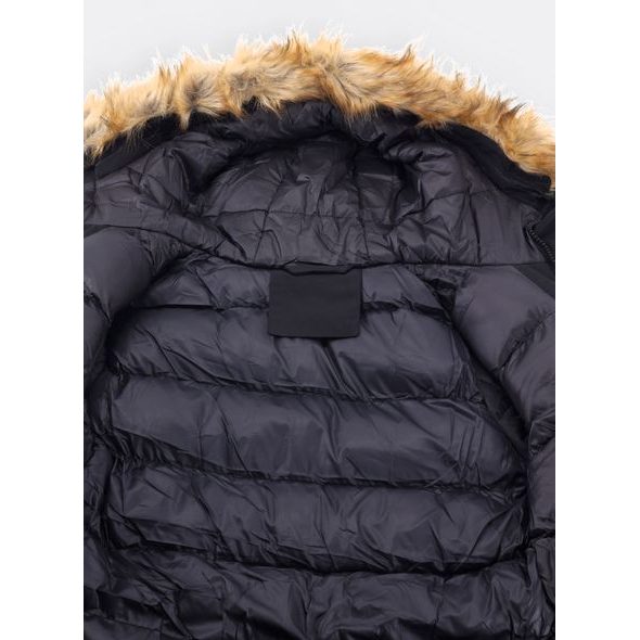 Pánská zimní bunda s kožešinou černá