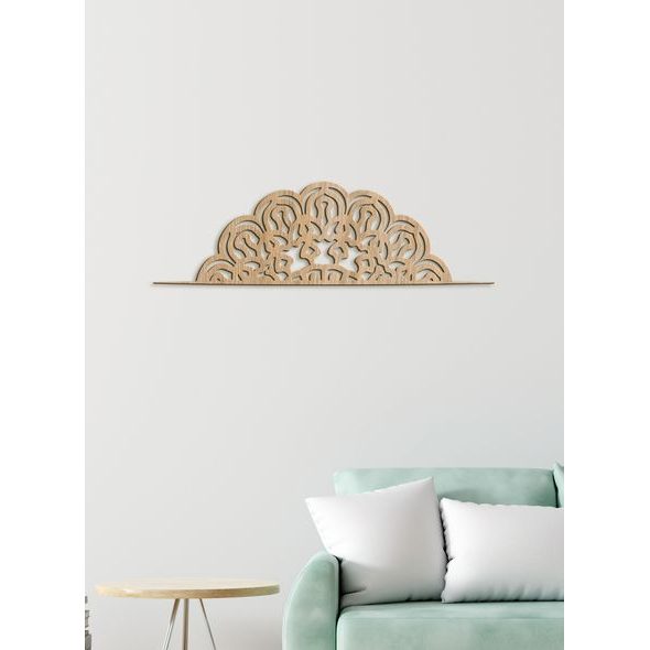 Dřevěná mandala půlkruh FLORA