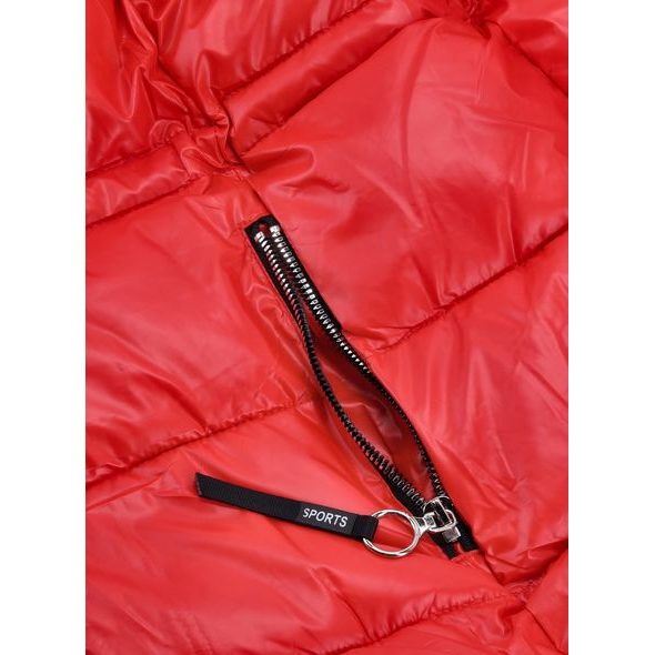 Dámska lesklá zimná bunda červená