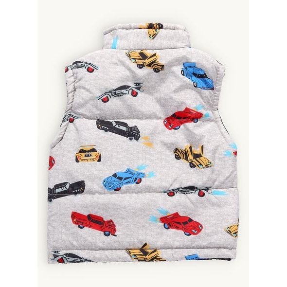 Dětská prošívaná vesta AUTA šedá