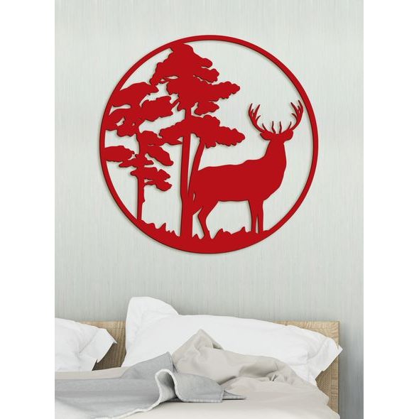 Dřevěný obraz Silueta jelena