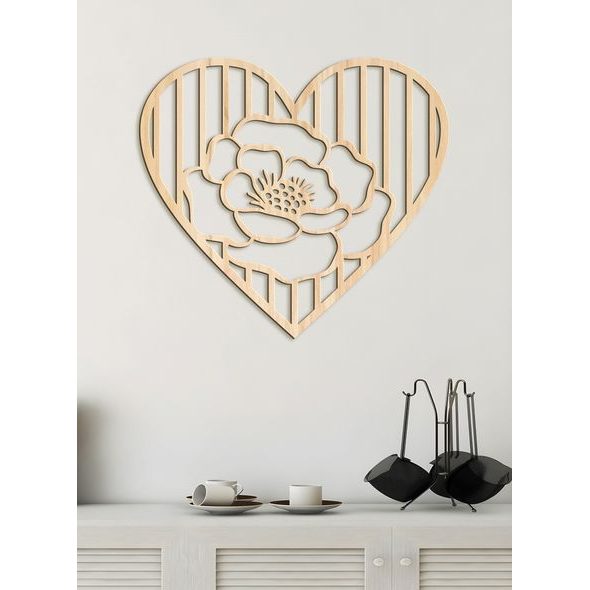 Dřevěný obrázek růže v srdci