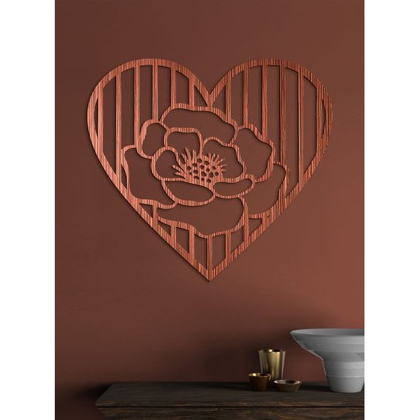 Dřevěný obrázek růže v srdci