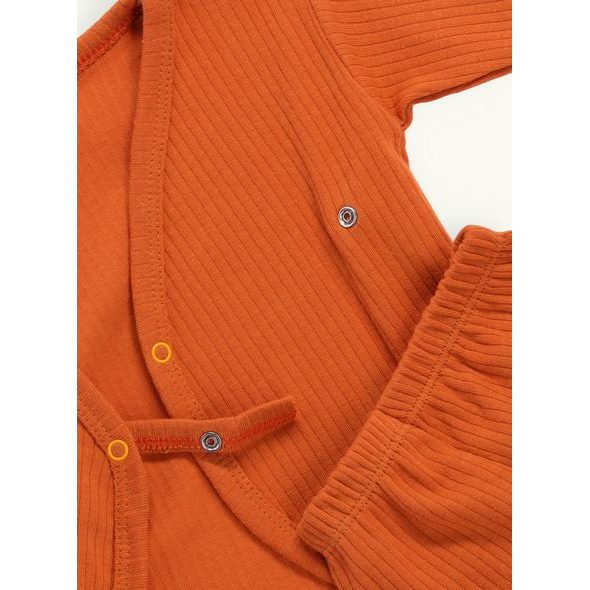 Dojčenské rebrované pyžamo tehlové