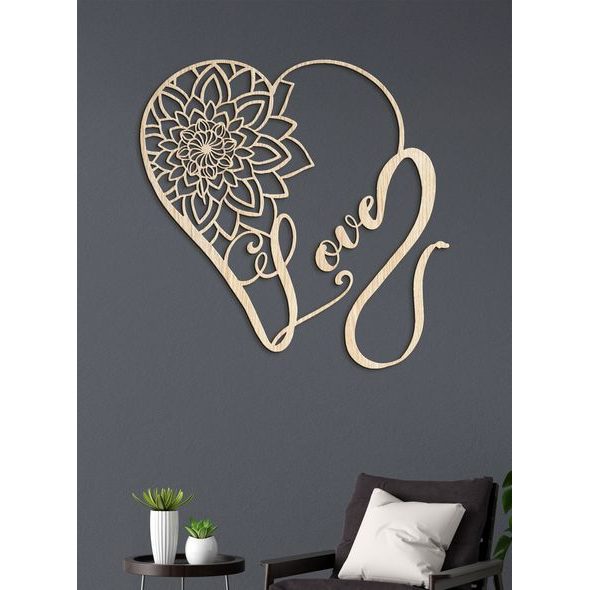 Dřevěný obrázek srdce - LOVE