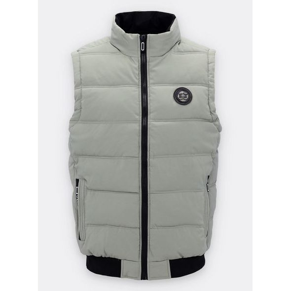 Pánska prešívaná vesta s kapucňou svetlozelená