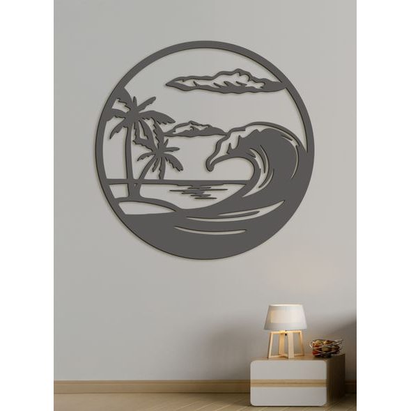 Dřevěný obraz na stěně pláže