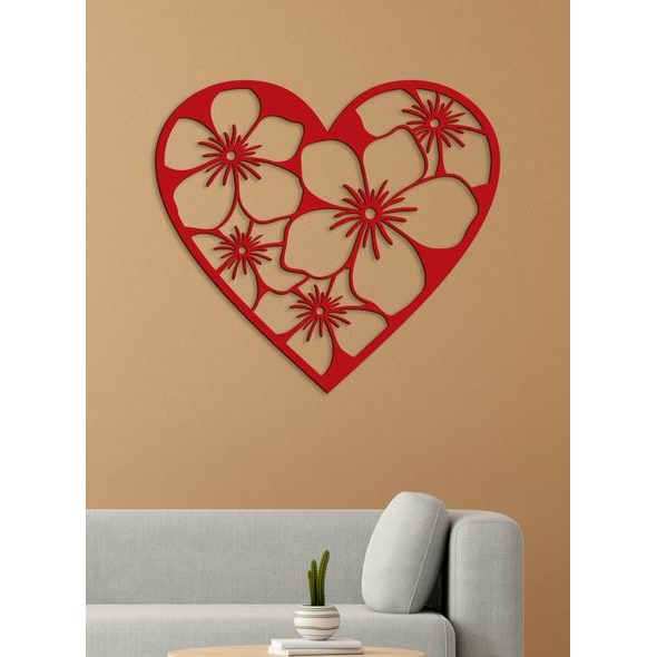 DŘEVĚNÝ OBRAZ SRDCE PLNÉ KVĚTIN