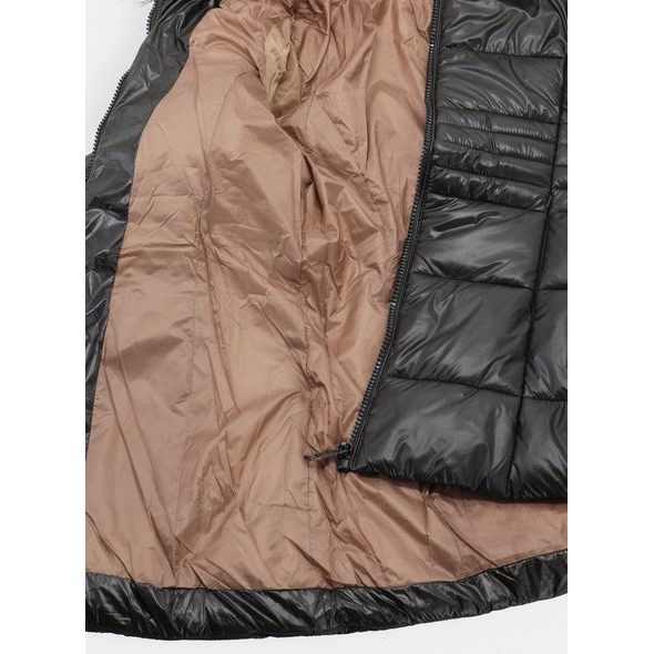 Dámská lesklá prošívaná bunda tmavě zelená