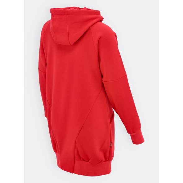 Dámská prodloužená mikina s kapucí červená