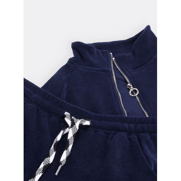 Dámská tepláková souprava crop top tmavě modrá