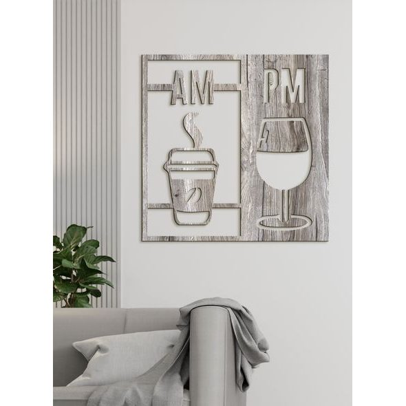 Drevená dekorácia Deň začína kávou a končí vínom